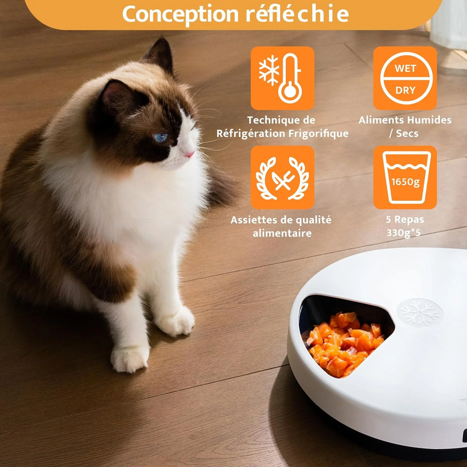 Distributeur de nourriture programmable UbPet avec réfrigération