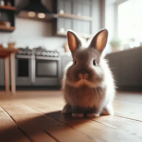 Lapin nain dans le confort de son domicile