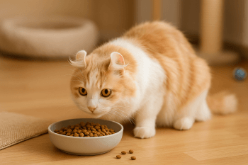 Chat : Photos prix d'un American Curl qui mange des croquettes