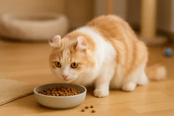 Chat : Photos prix d'un American Curl qui mange des croquettes