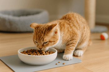 Chat : Photos prix d'un American Wirehair qui mange des croquettes