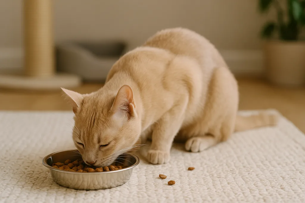 Chat : Photos prix d'un Asian qui mange des croquettes