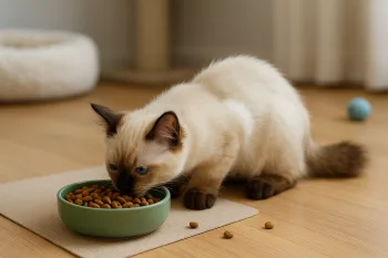 Chat : Photos prix d'un Balinais qui mange des croquettes