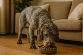 Chien : Photos prix d'un Barbu Tchèque qui mange des croquettes