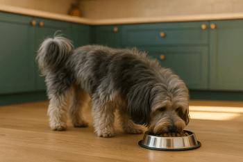 Chien : Photos prix d'un Bichon Havanais qui mange des croquettes