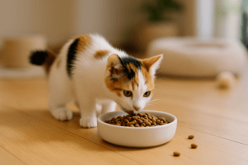 Chat : Photos prix d'un Bobtail Japonais qui mange des croquettes