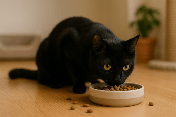 Chat : Photos prix d'un Bombay qui mange des croquettes