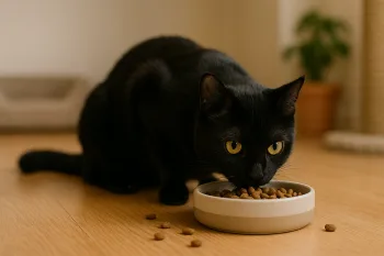 Chat : Photos prix d'un Bombay qui mange des croquettes