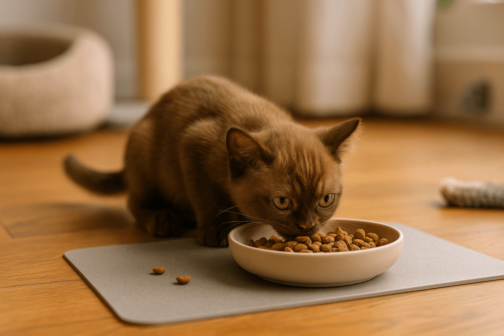 Chat : Photos prix d'un BurmĂšse qui mange des croquettes