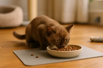 Chat : Photos prix d'un Burmèse qui mange des croquettes
