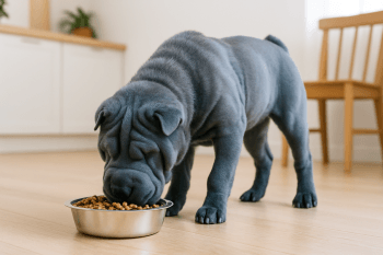 Chien : Photos prix d'un Shar-Pei qui mange des croquettes