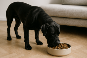 Chien : Photos prix d'un Tosa qui mange des croquettes