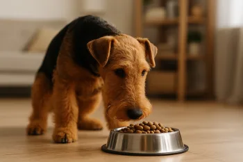 Chien : Photos prix d'un Welsh Terrier qui mange des croquettes