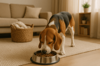 Chien : Photos prix d'un Beagle-Harrier qui mange des croquettes
