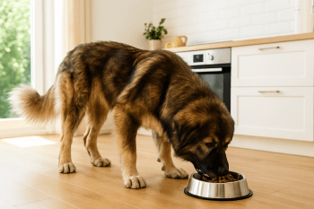 Chien : Photos prix d'un Berger d'Asie Centrale qui mange des croquettes