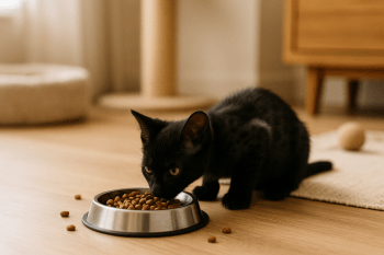 Chat : Photos prix d'un Savannah qui mange des croquettes