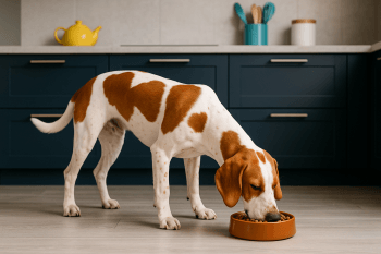 Chien : Photos prix d'un Anglo-Français de Petite Vénerie qui mange des croquettes