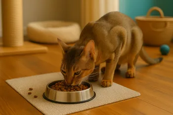Chat : Photos prix d'un Chausie qui mange des croquettes