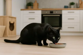 Chat : Photos prix d'un European Shorthair (Européen) qui mange des croquettes