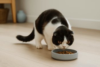 Chat : Photos prix d'un Foldex qui mange des croquettes
