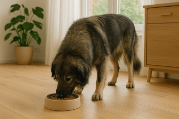 Chien : Photos prix d'un Berger du Karst qui mange des croquettes