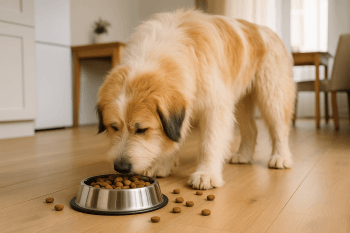 Chien : Photos prix d'un Chien de Berger Roumain de Mioritza qui mange des croquettes