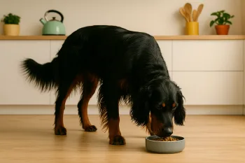 Chien : Photos prix d'un Setter Gordon qui mange des croquettes