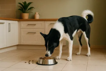 Chien : Photos prix d'un Chien de Canaan qui mange des croquettes