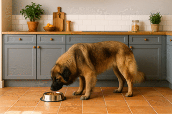 Chien : Photos prix d'un Chien de la Serra Estrela qui mange des croquettes