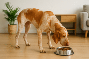Chien : Photos prix d'un Braque Italien qui mange des croquettes