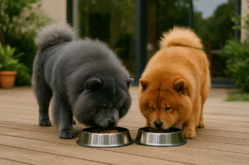 Chien : Photos prix d'un Chow-Chow qui mange des croquettes