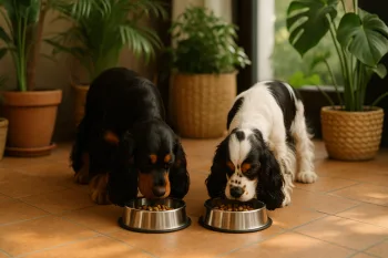 Chien : Photos prix d'un Cocker Américain qui mange des croquettes