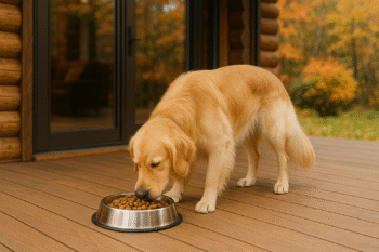 Chien : Photos prix d'un Golden Retriever qui mange des croquettes
