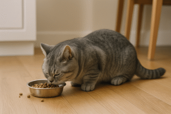 Chat : Photos prix d'un Munchkin qui mange des croquettes