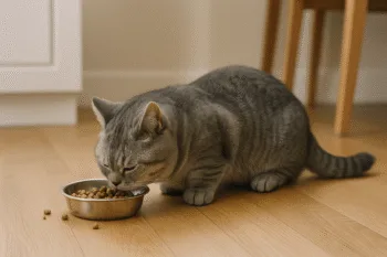 Chat : Photos prix d'un Munchkin qui mange des croquettes