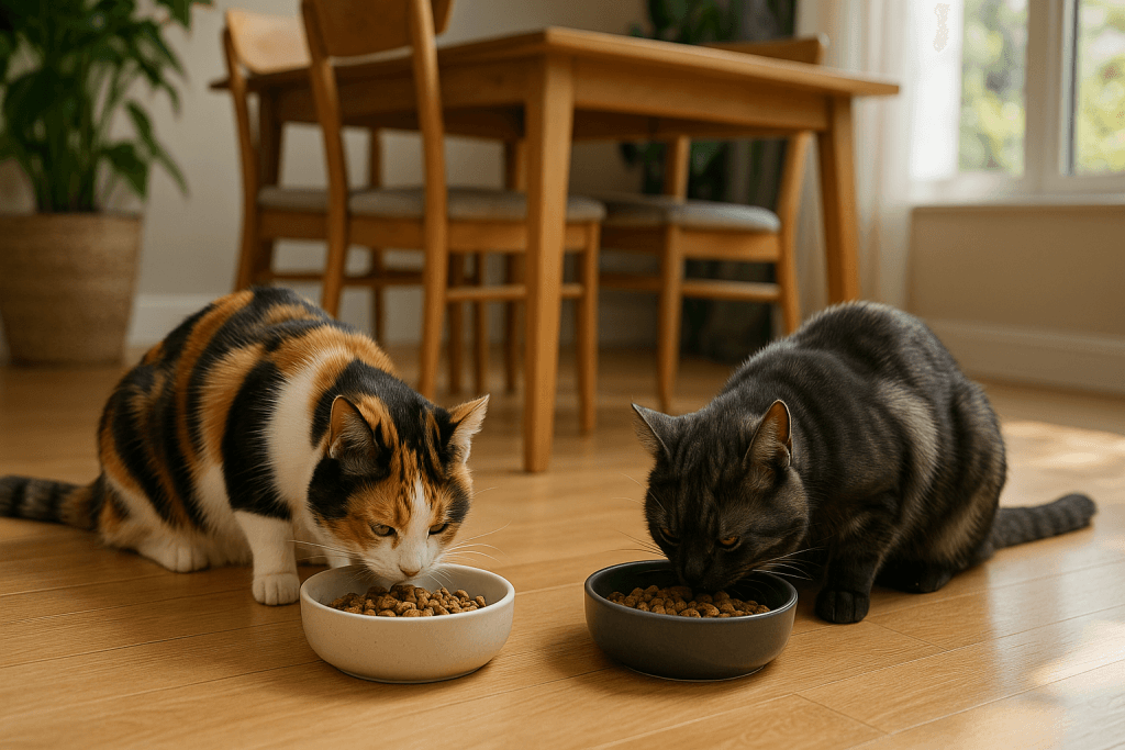 Chat : Photos prix d'un American Shorthair qui mange des croquettes
