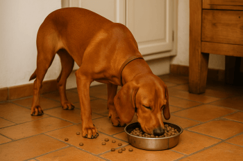 Chien : Photos prix d'un Briquet de Provence qui mange des croquettes