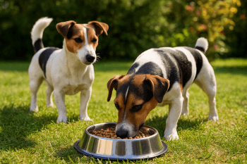 Chien : Photos prix d'un Jack Russell Terrier qui mange des croquettes