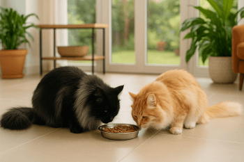 Chat : Photos prix d'un Norvégien qui mange des croquettes