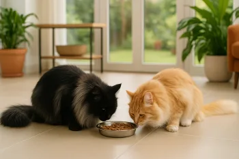 Chat : Photos prix d'un Norvégien qui mange des croquettes