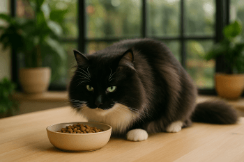 Chat : Photos prix d'un Sibérien qui mange des croquettes