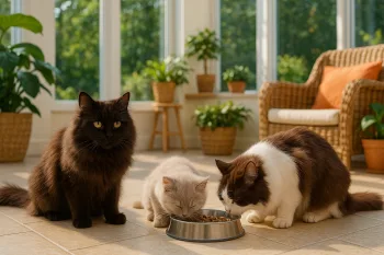 Chat : Photos prix d'un York Chocolat qui mange des croquettes