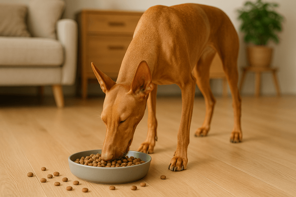 Chien : Photos prix d'un Chien du Pharaon qui mange des croquettes