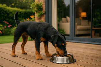 Chien : Photos prix d'un Jagdterrier qui mange des croquettes