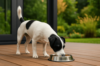 Chien : Photos prix d'un Parson Russell Terrier qui mange des croquettes
