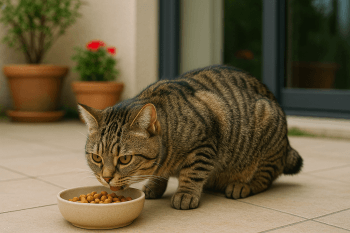 Chat : Photos prix d'un Pixie-Bob qui mange des croquettes