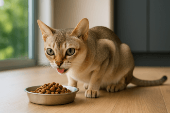 Chat : Photos prix d'un Singapura qui mange des croquettes