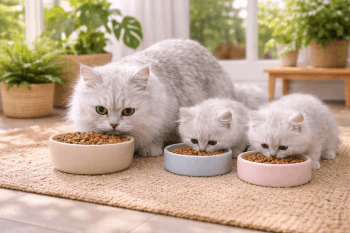 Chat : Photos prix d'un Tiffany qui mange des croquettes