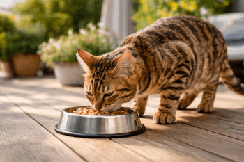 Chat : Photos prix d'un Toyger qui mange des croquettes