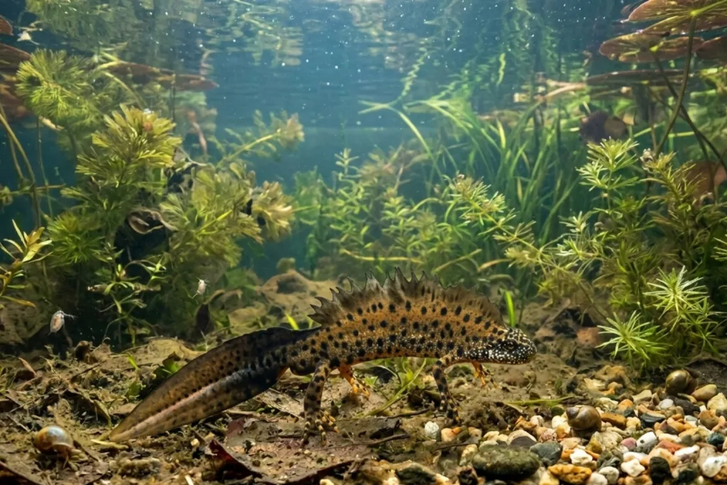 Triton Crêté du Danube (Triturus Dobrogicus) : Photo d'un amphibien